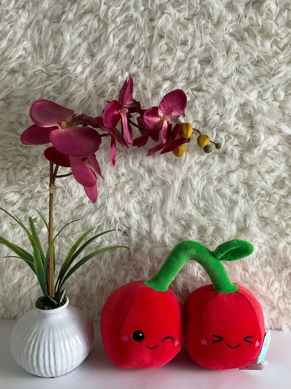 HUG ME SOFT RED CHERRIES PLUSH TOY/STUFFED ANIMAL~NEW!